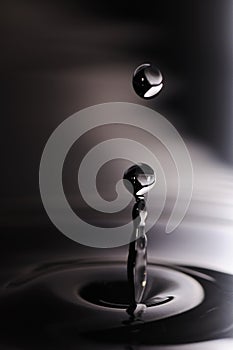 Water drop in rippled liquid