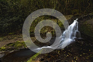 Water drop in Salto Encantado National Park, called humming bird jump between the jungle forest in Misiones, Argentina