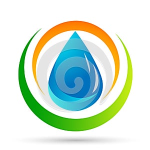 Water drop save water globe people life care logo concept of water drop wellness symbol icon nature drops elements vector design