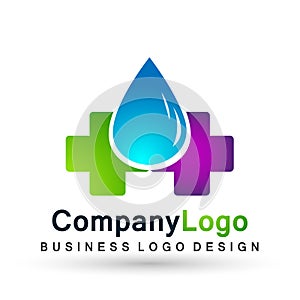 Water drop save water globe people  life care logo concept of water drop wellness symbol icon nature drops elements vector design