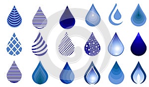 Water Drops.water drop set, blue drop buttons. Illustration