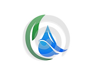 Water drop shape with tree leaf, Hydroponics Logo concept, flat design vector isolated