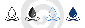 Water Drop Silhouette and Line Icon Set. Water Droplet and Splash Black and Color Symbol Collection. Vector Isolated