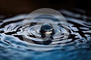 Water Drop Sitting Below Surface As Ripple Flows In Water. Generative AI