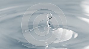 Water drop and splash background, small impact causes big changes. Ripple, macro wave on surface of liquid