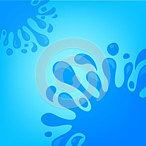 Water drop splash blob on blue background, splash of water for element banner frame, water drop splatter simple for songkran