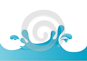 Water drop splash isolated on banner white background, splash of water for element banner