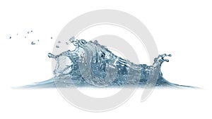 Water drop splash isolated on white background