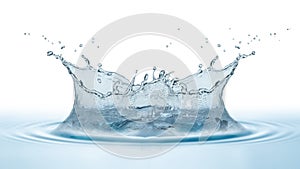 Water drop splash isolated on white background