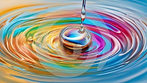 water drop splash water drop icon with ripples, depicting the diversity and the beauty of water. The water is rainbow