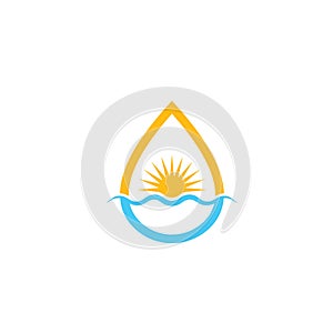 water drop sun cencept icon vector illustration design template