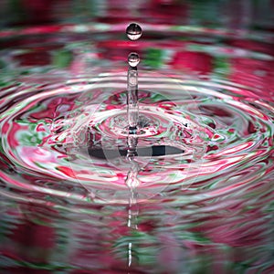 Water drop in sunlight,colorful red