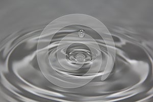 Water Drop Suspended Over Gray Water