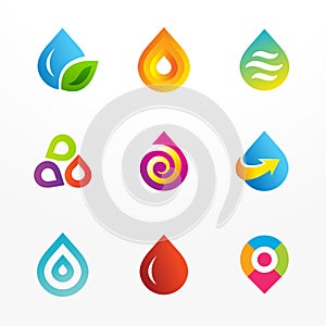 Water drop symbol vector logo icon set