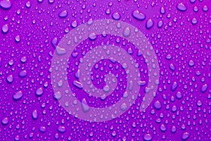 water drop texture close-up on purple matte background