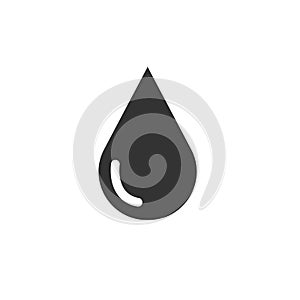 Water drop vector icon black on white background. symbol