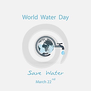 Water drop and water tap with human hand icon.Blue globe &hand icon vector logo design template.World Water Day icon.World Water