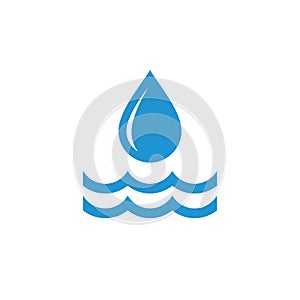 Water drop and waves - blue icon design. Vector illustration.