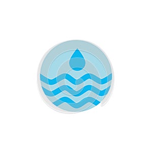 Water drop with waves flat style icon