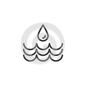 Water drop and waves line icon