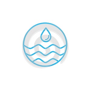 Water drop with waves line style icon