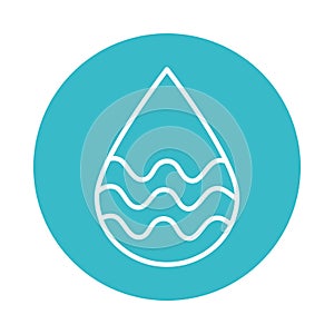 Water drop with waves nature liquid blue block style icon