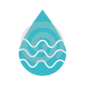 Water drop with waves nature liquid blue silhouette style icon