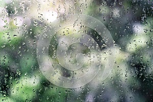 Water drop on window in rainy season