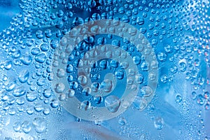 Water droplet on blue background