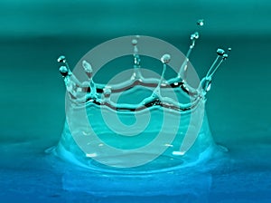 Water droplet with blue and cyan color