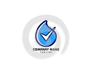 Water Droplet and Check Mark Logo Icon