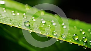 Water droplet clinging to the edge of a leaf