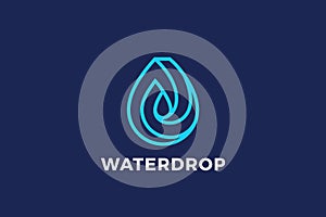 Water Droplet Drop Logo design vector template Linear Outline style. Natural Mineral Aqua Drink Oil Liquid Energy Logotype