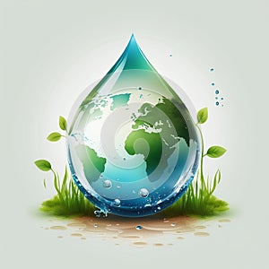 Water droplet with the earth on World Water Day, Generative Ai