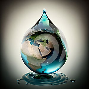 Water Droplet with Earth World Water Day. Generative AI