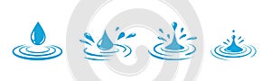 Water droplet fall fx logo animation. Moisture drop ripple