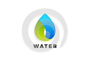 Water Droplet Logo Design Abstract Drop Vector Template. Eco Drink Green Energy Logotype Concept Icon