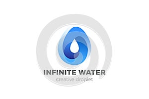 Water Droplet Logo design infinity vector template. Natural Mineral Aqua Drink Oil Drop Liquid Energy Logotype infinite loop