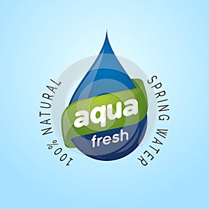 Water Droplet Natural Spring water logo design Label template