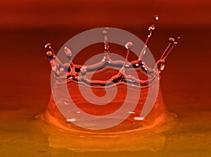 Water droplet with red and orange color