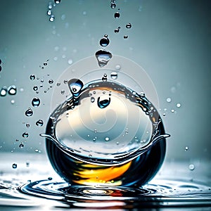 Water droplet with ripples underneath - ai generated image