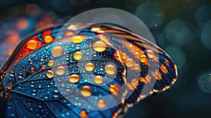 Water Droplets Adorn Vibrant Butterfly Wings, Macro Brilliance.