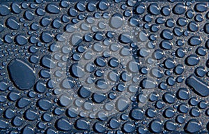 Water droplets on Blue Plate