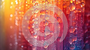 Water Droplets on Colorful Glass Abstract Background