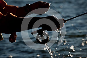 Water droplets fly fishing photo