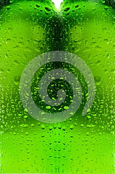 Water droplets on glass bottle