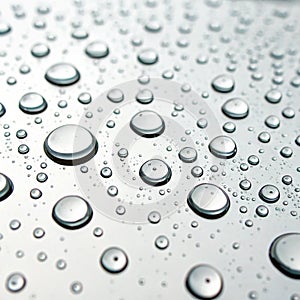 Water droplets on the glass Drops of water rain isolated on white background