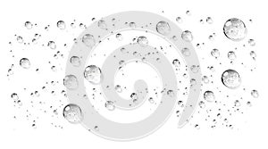 Water droplets on white background