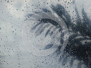 water droplets when it rains on the glass