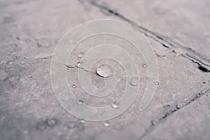 Water droplets on stamp concrete. Stamp concrete texture pattern and background.